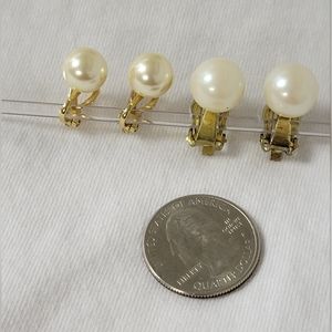 Two pair faux pearl clip-on earrings lot